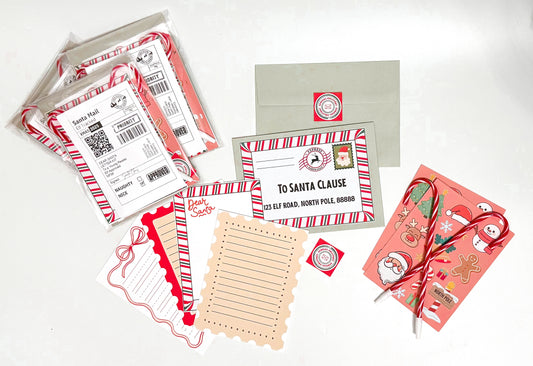 Santa Letter Writing Kit for Kids | Christmas Writing Activity for 2 Children | Candy Cane Pens, Stickers & Santa-Mailed Packaging
