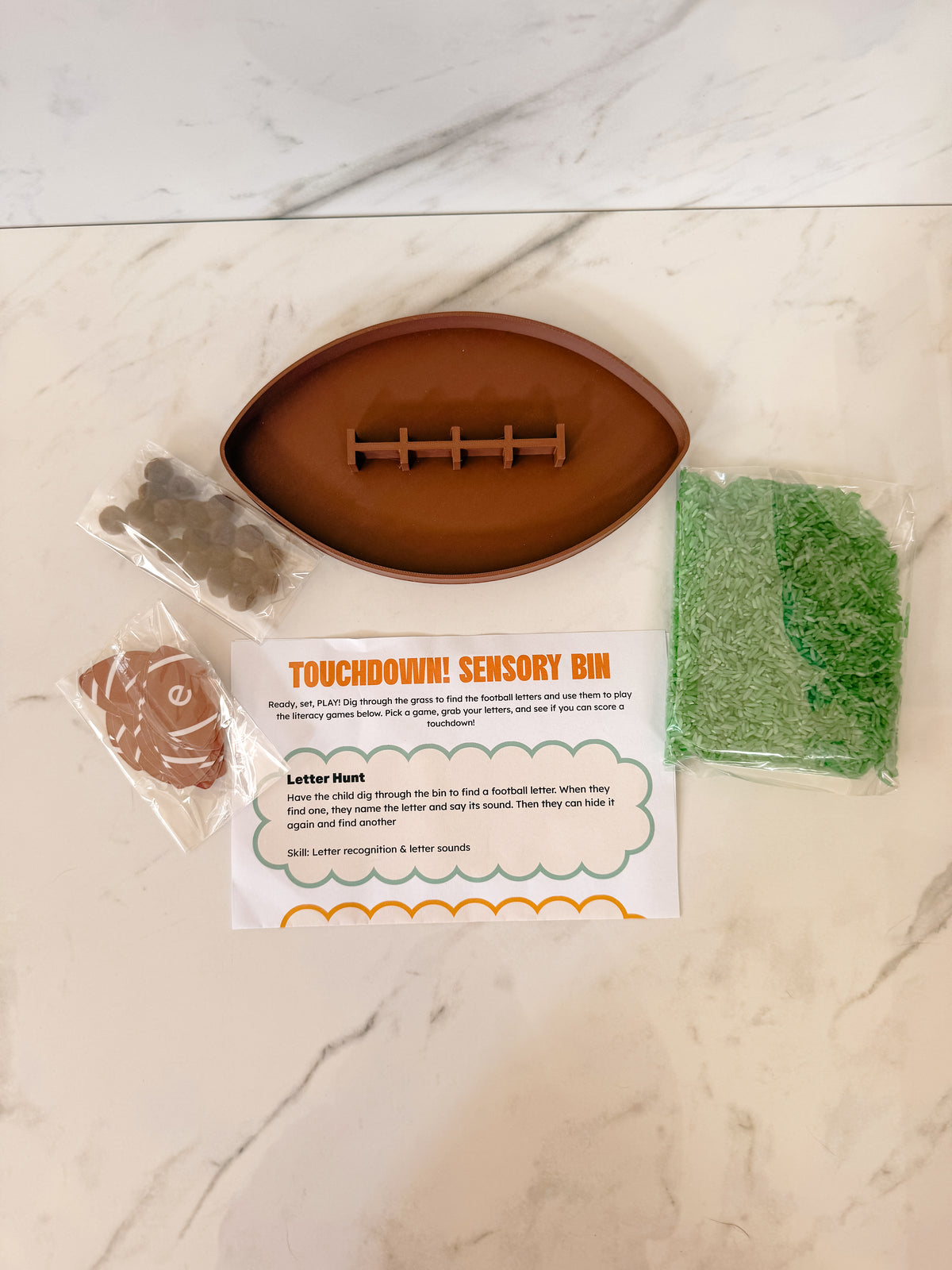 Football Letter Play Sensory Bin