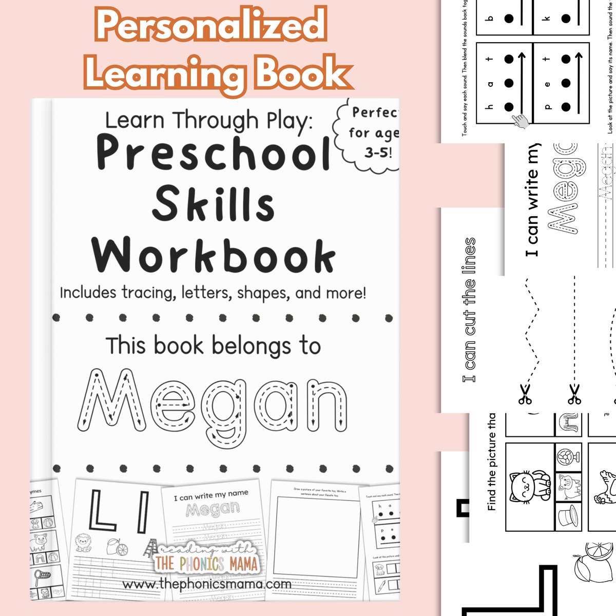 Personalized Preschool Workbook Printable | Custom Name Practice & Early Learning Activities (Ages 3–5)