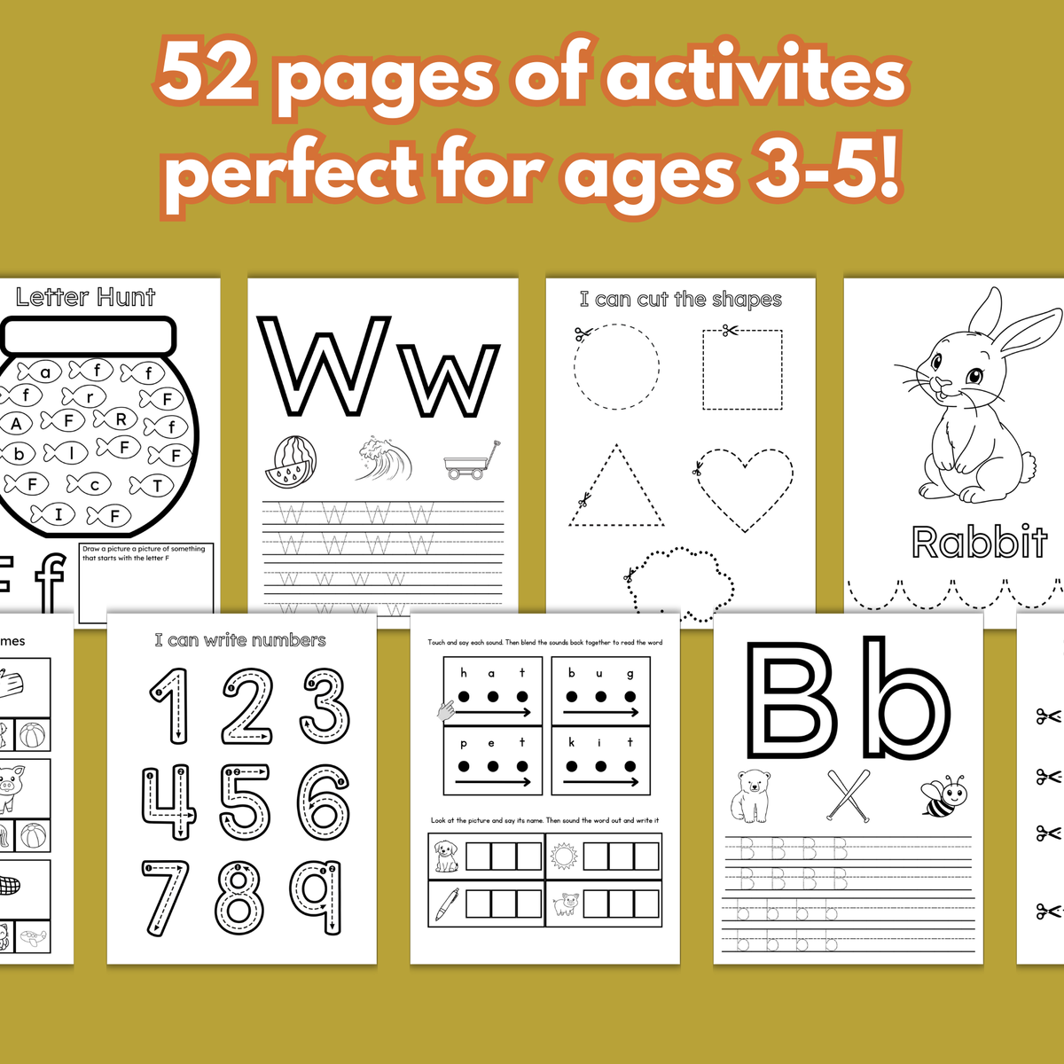 Personalized Preschool Workbook Printable | Custom Name Practice & Early Learning Activities (Ages 3–5)