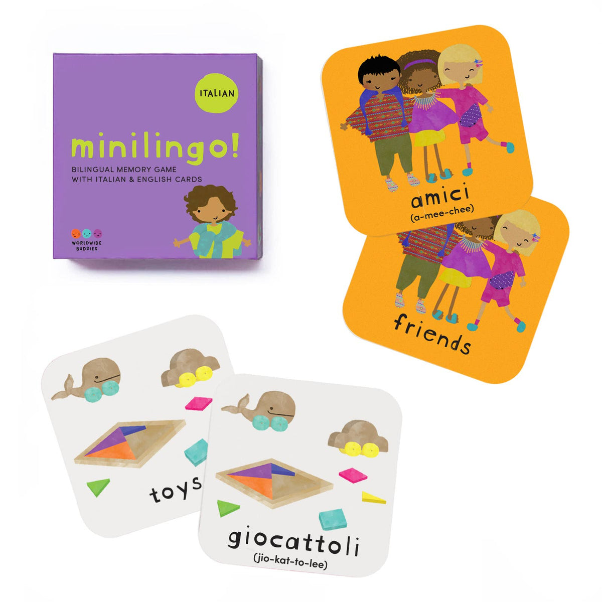 Minilingo Italian/English Bilingual Flashcards for Kids