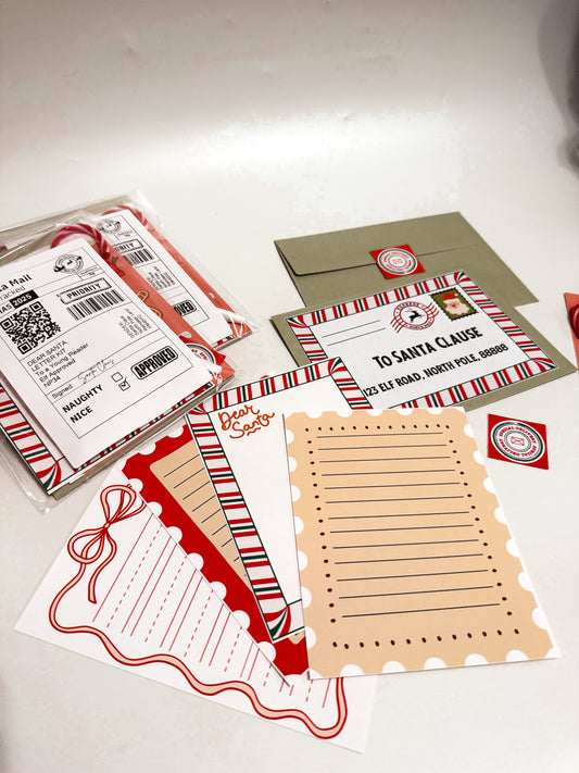 Santa Letter Writing Kit for Kids | Christmas Writing Activity for 2 Children | Candy Cane Pens, Stickers & Santa-Mailed Packaging