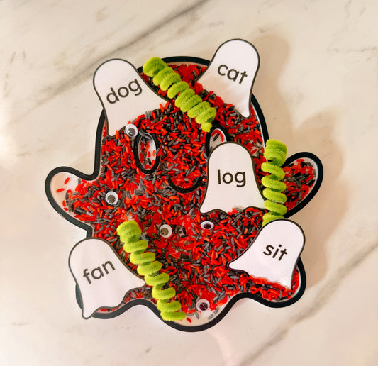Spooky Word Play Sensory Bin | Halloween Literacy Activity